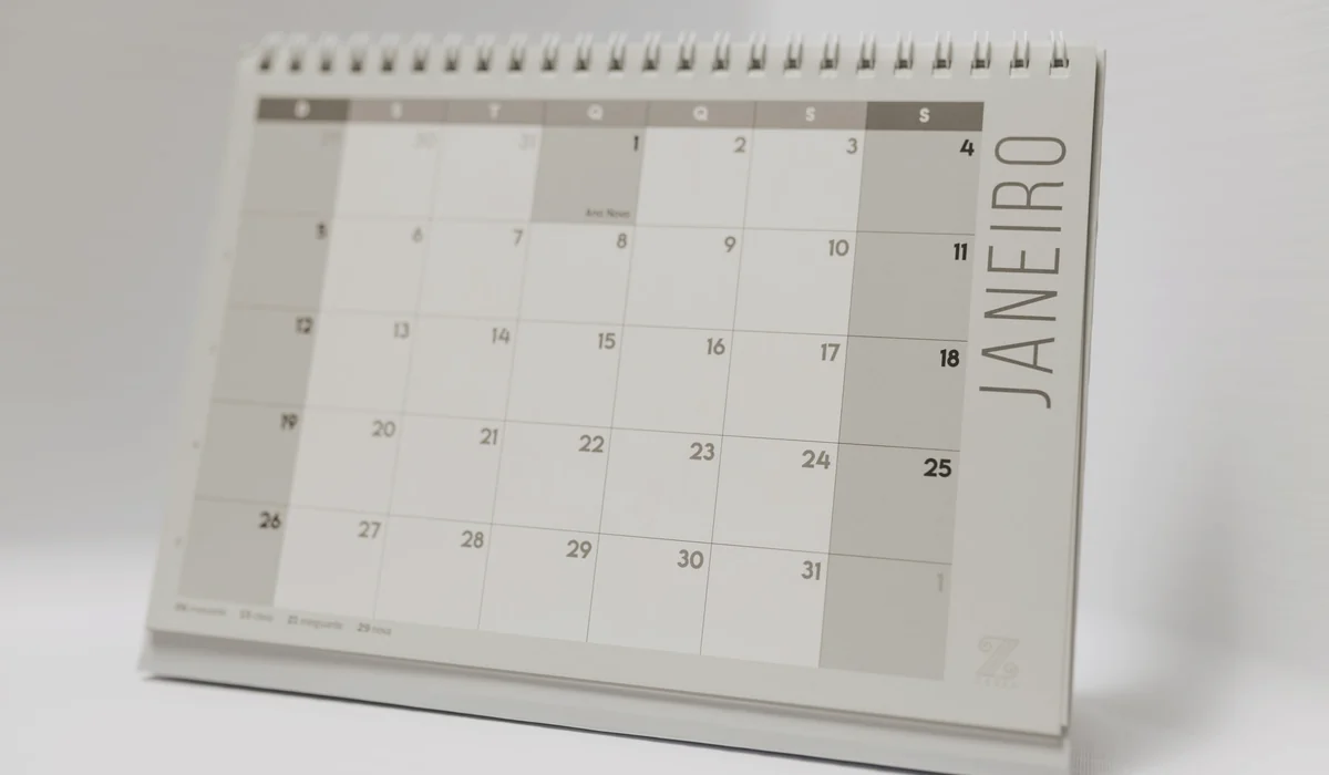 Minimalist desk calendar displaying the month of January with clean design.